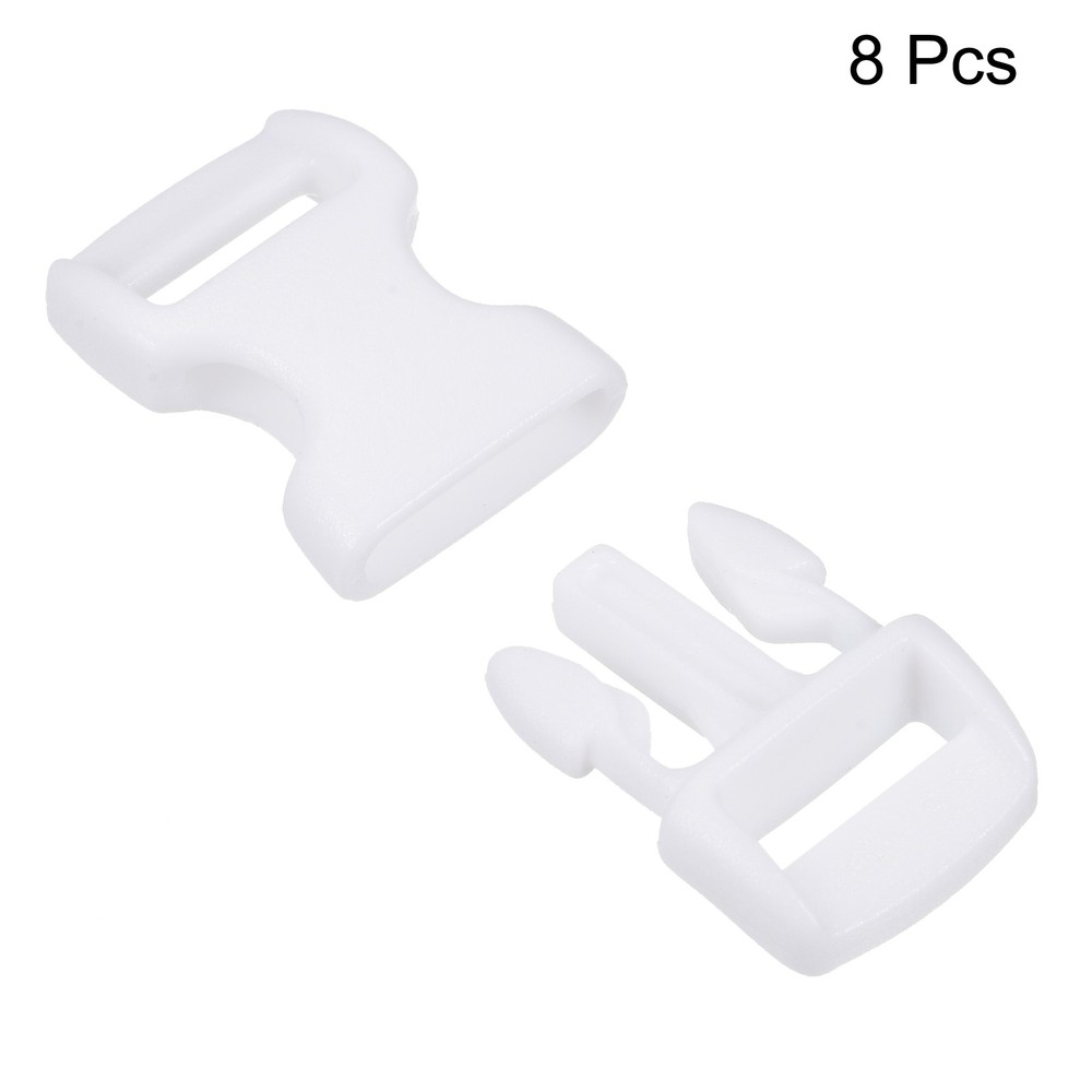 Plastic Buckles 8 Pack Quick Side Release Clips White 11mm