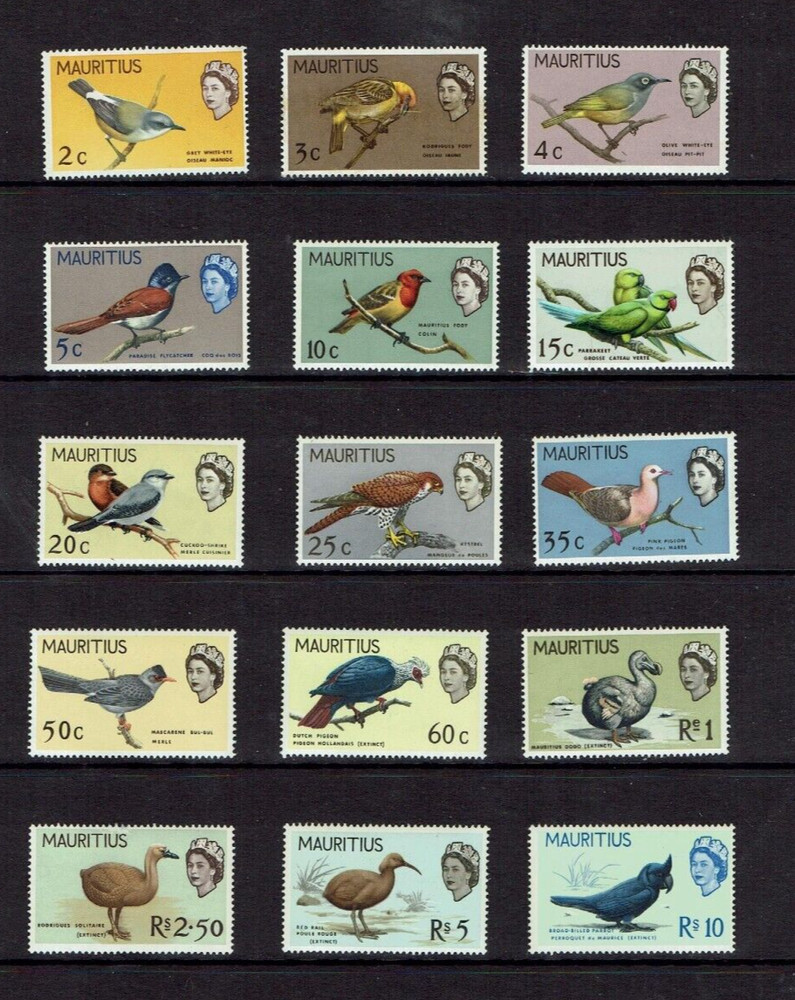 Mauritius: 1965, Birds definitive set, Mint Hinged Set