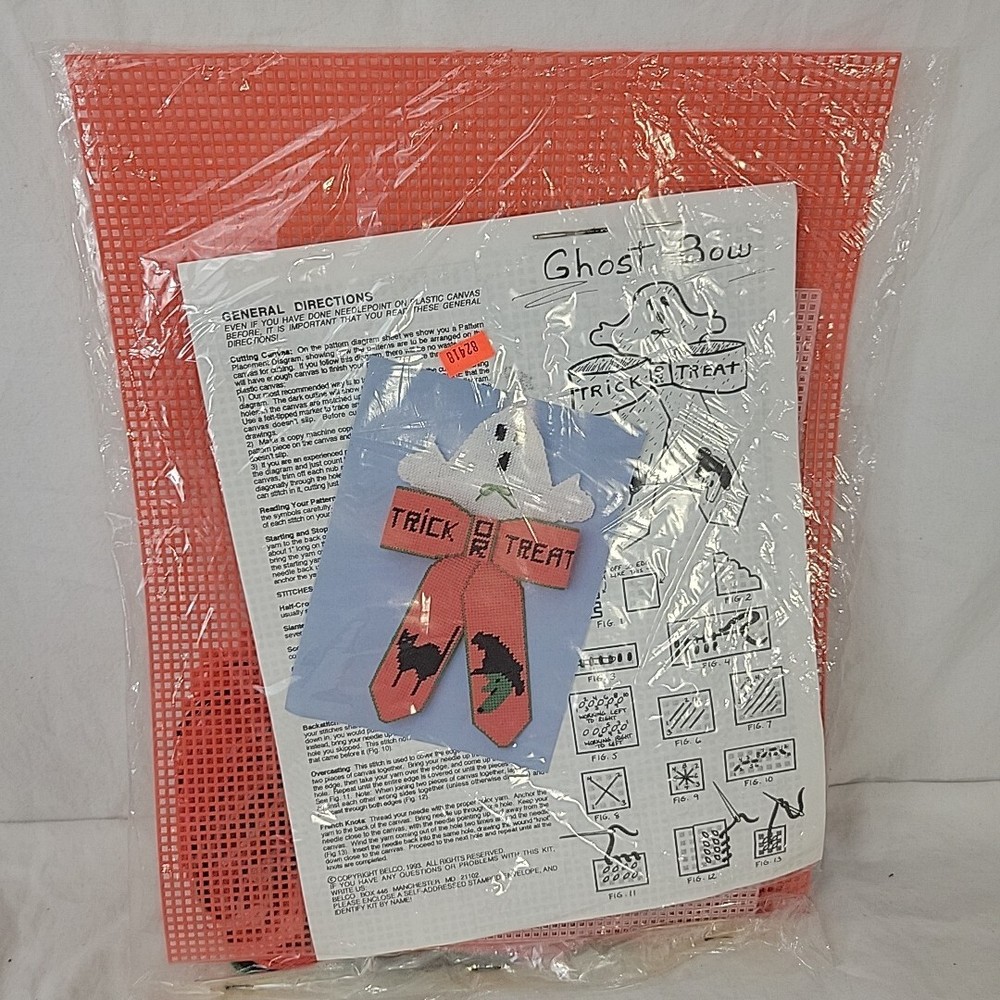 Ghost Bow Halloween Belco Plastic Canvas Kit