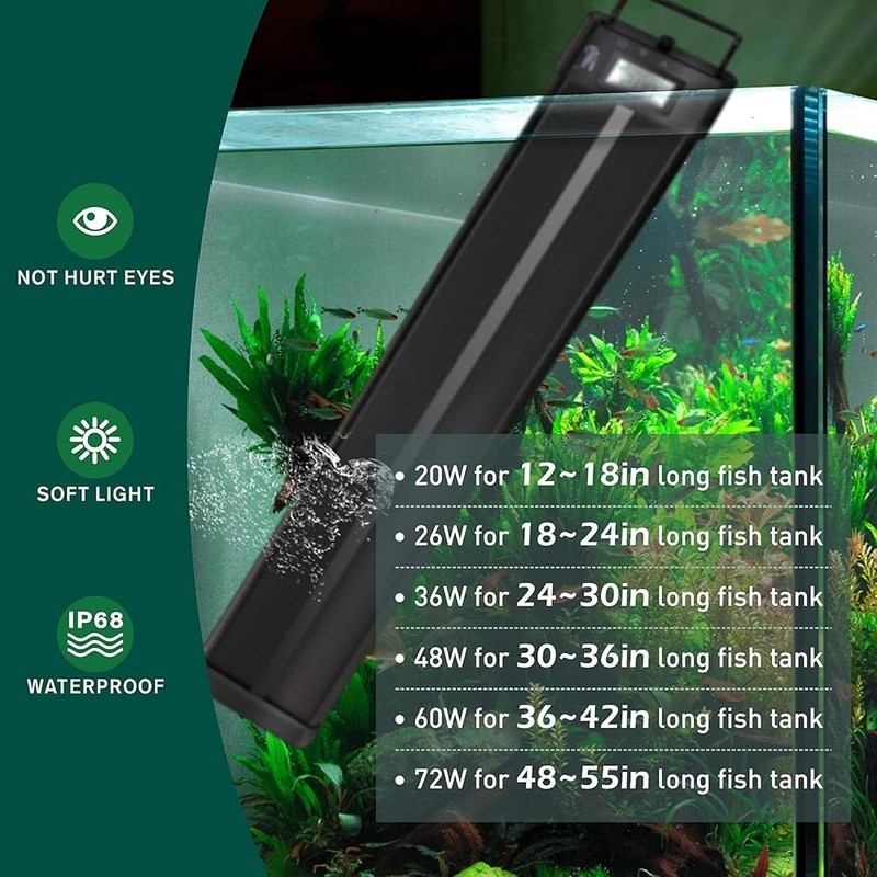 Adjustable RGB LED Fish Tank Light 4 Modes Timer Memory Function IP68 Waterproof
