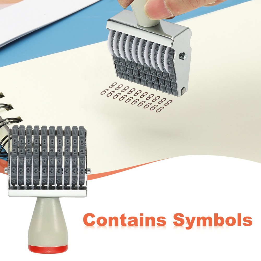 10 Digit Number Roller Stamp, Adjustable Rubber Stamp Symbol Office Date
