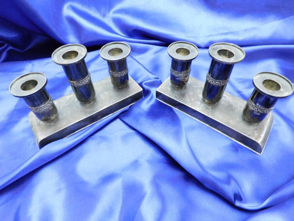 ZEESUNG CHINESE EXPORT STERLING SILVER CONSOLE CANDLEHOLDERS - EXCELLENT COND.