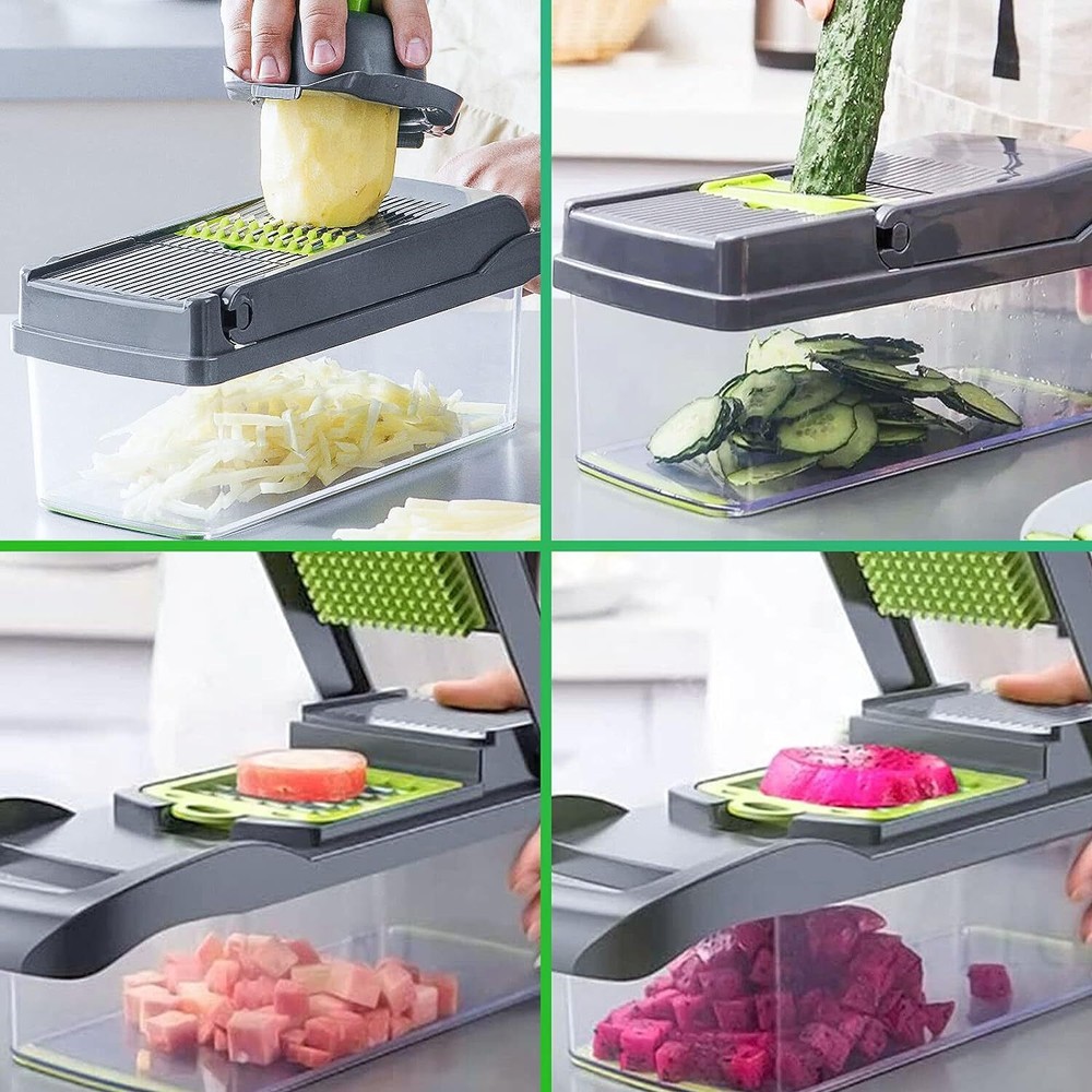Vegetable Chopper 14 In 1 Mandoline Slicer Multi-Function Kitchen 7 Replaceable