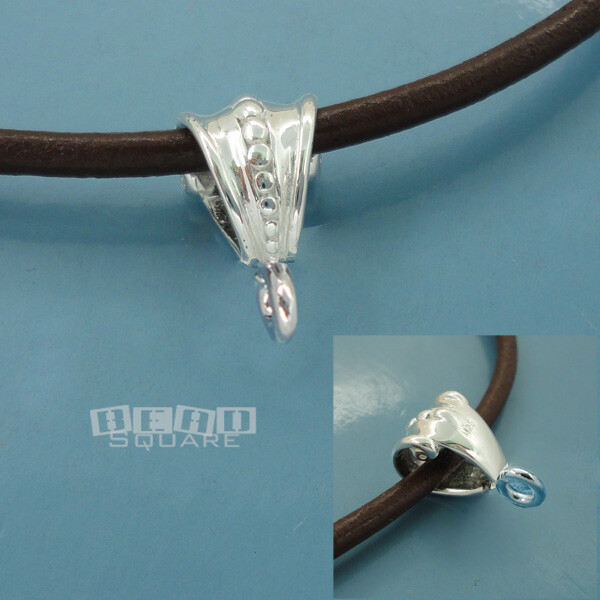 Large Solid 925 Sterling Silver Pendant Bail Connector Dots w/Open Loop #33385