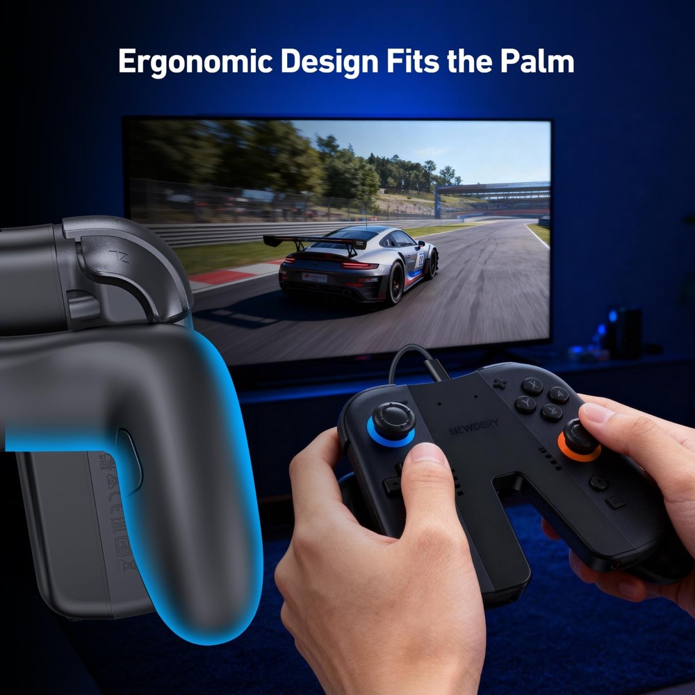 NEWDERY Charging Grip & Charging Dock for Switch 2 Magnetic Grip Controller