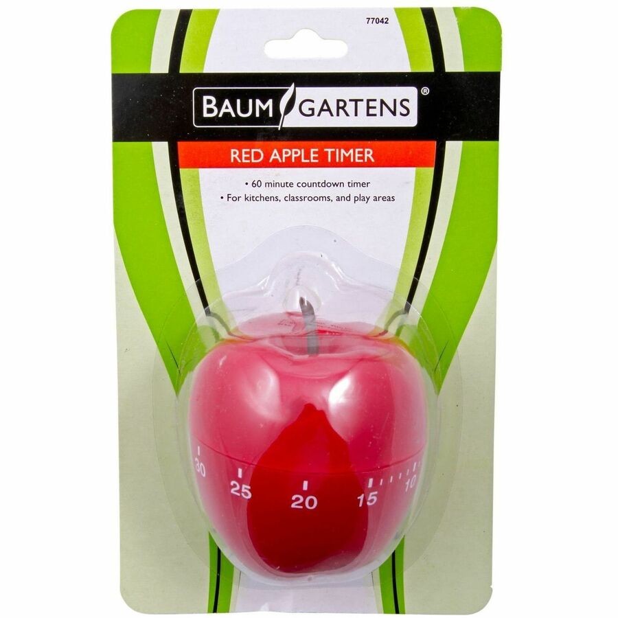 Baumgartens Apple Timer RED - 1 Hour - For Office, Classroom, Kitchen, Game -