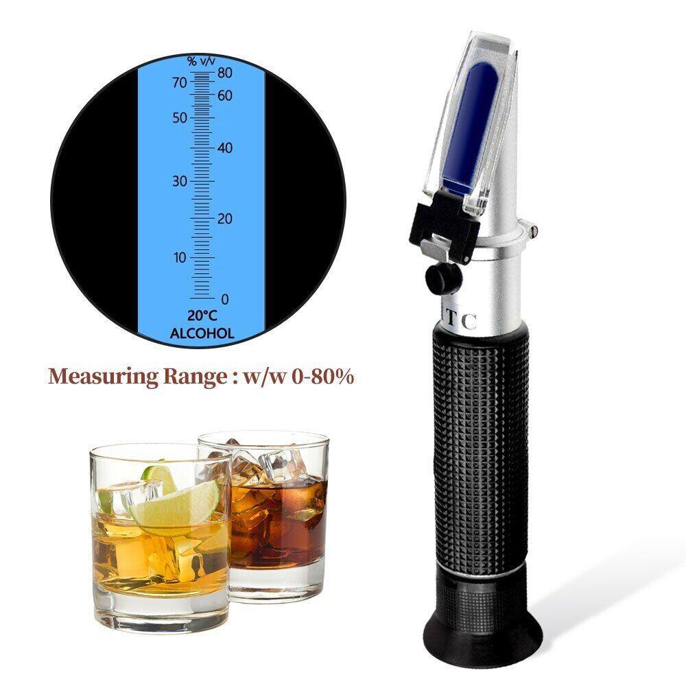 Alcohol Refractometer Handheld 0-80% Meter Alcoholometer Content Tester