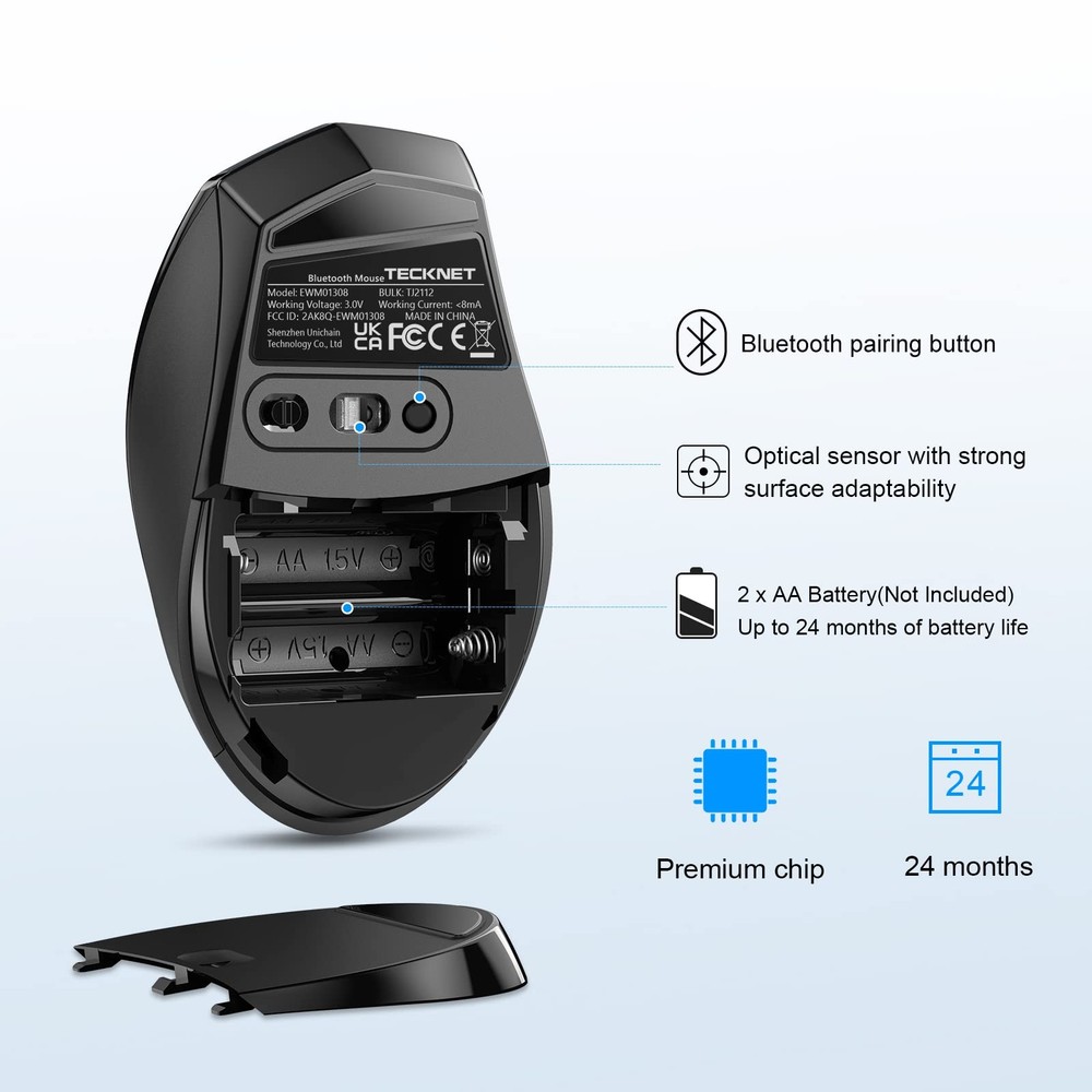 Bluetooth Mouse, 4800 DPI Wireless Mouse, 2-Year Battery 6 Adjustable DPI, 6 ...