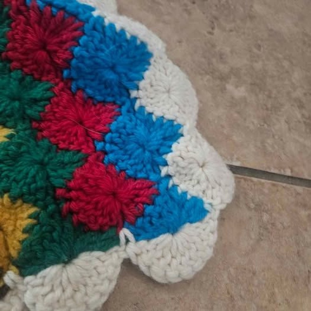 Afghan Bright Multi-Colored Crochet Throw 48" X 50"