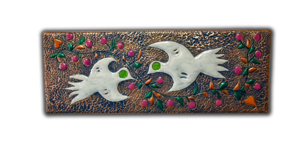 "Feeding Time" Painted Copper Unique Mixture Contemporary & Traditional