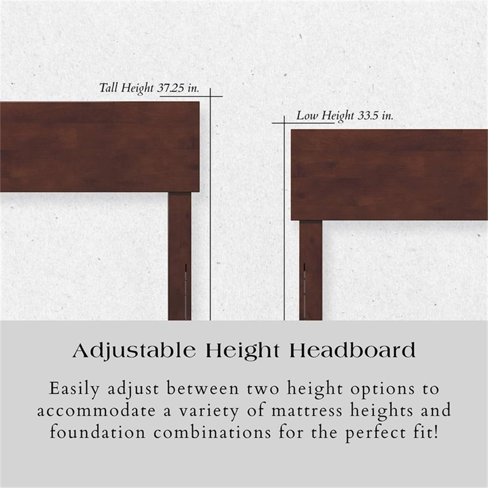 Pemberly Row Full Panel Solid Wood Headboard with USB Charger in Walnut