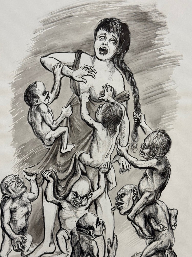 Harald Zipfel, drawing, 1969, autographed and dated