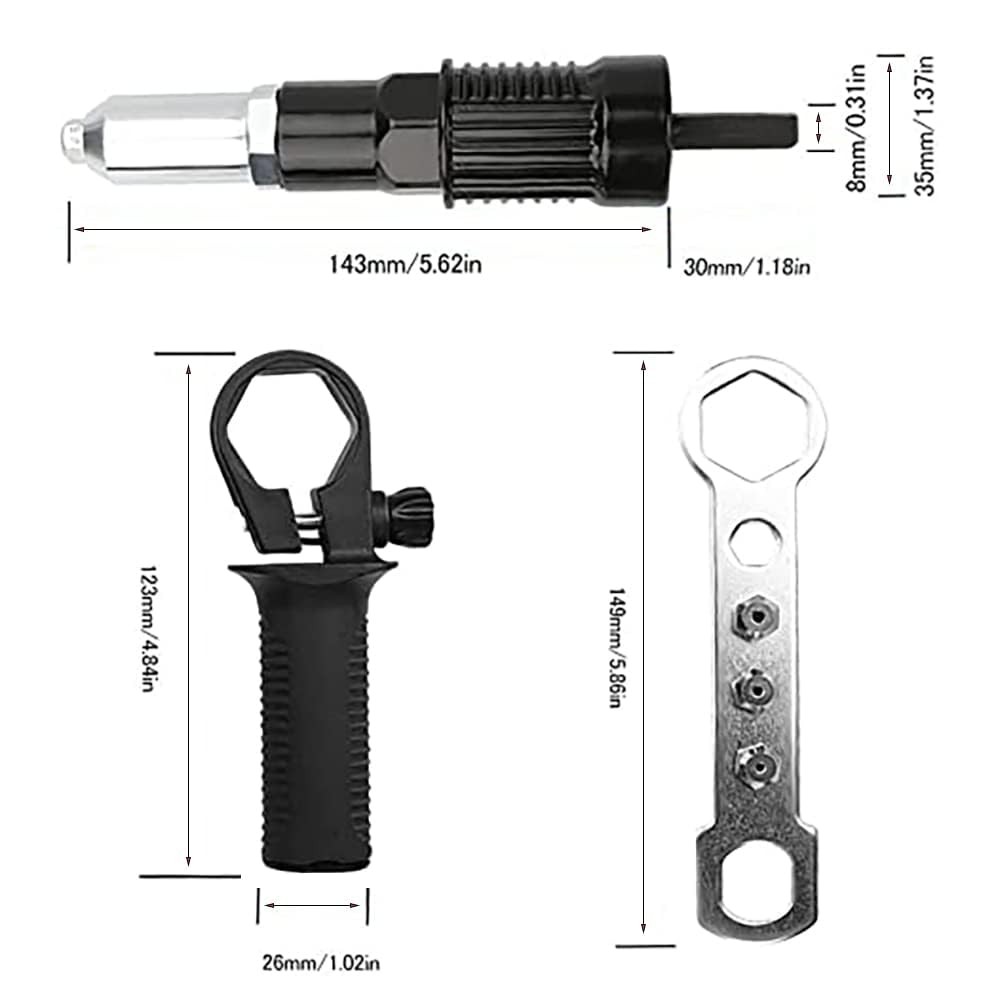 Rivet Gun Adapter Kit,Electric Power Drill Rivet Attachment,Easy Processing