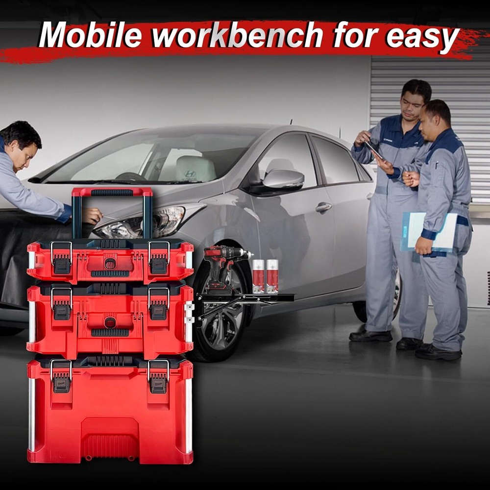 Folding Table Fits for Milwaukee Packout Toolbox,Powerful Magnetic Tool Tray Sid