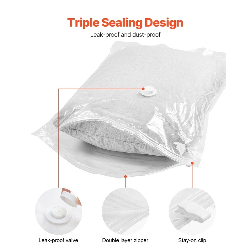 Multi-Purpose Vacuum Storage Bags Set W/ Electric Pump Efficient Space Saving US