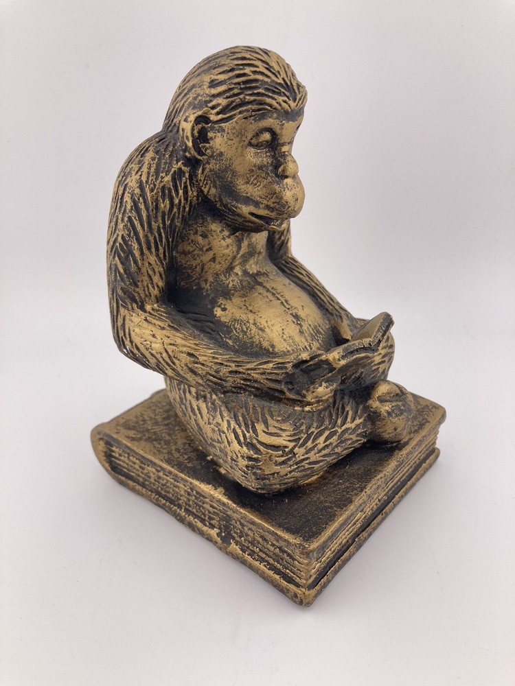 Vintage Ceramic Monkey Reading a Book Single Bookend Statue