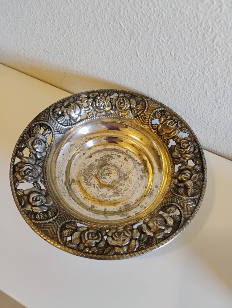 Vintage Silver Plated Decorative rose pattern