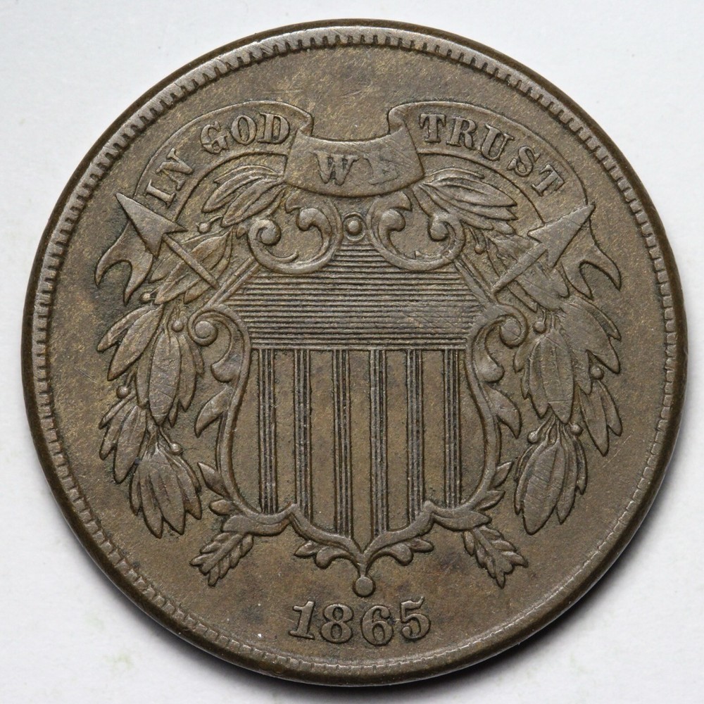 1865 Two Cent Piece AU E245 RHM