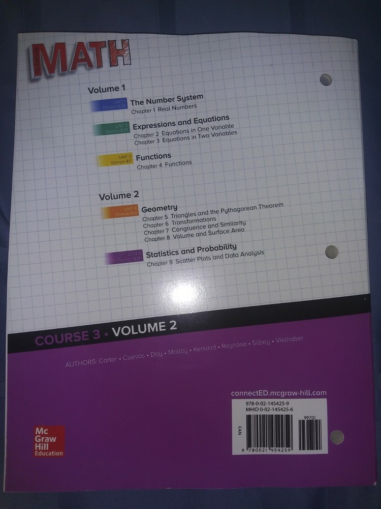 New 2015 McGraw Hill Math workbook course 3 volume 2 grade 6-8