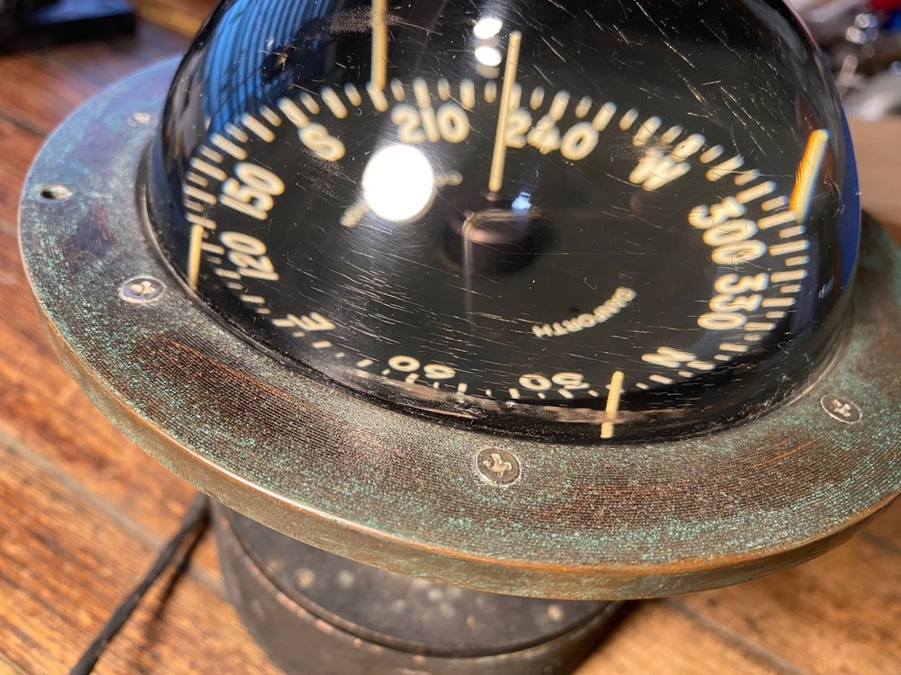 Vintage Danforth Constellation Dash Mount Compass 5" Card Red LED Light