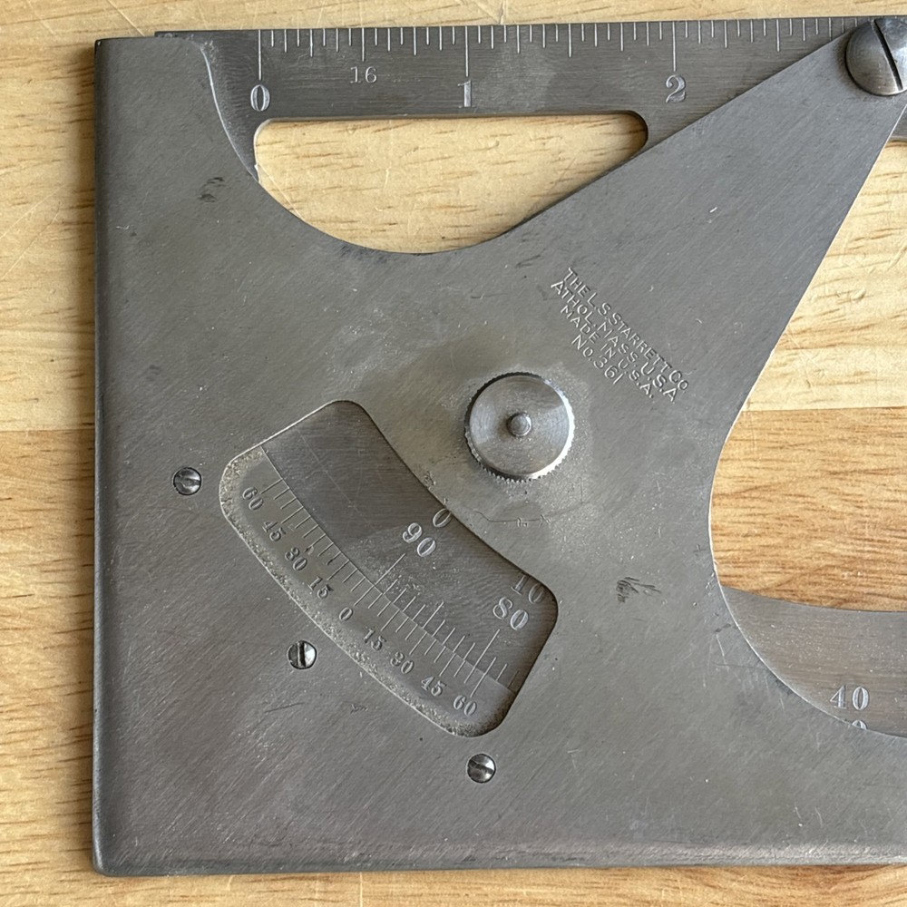 Starrett Draftsman Protractor No. 361 Machining Drafting Engineering Vtg USA