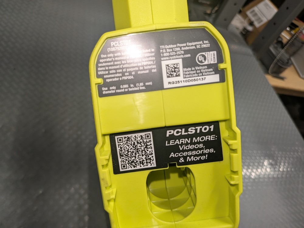 Ryobi 18V 10" Battery String Trimmer/Edger PCLST01 -2025 Build - Missing Guard