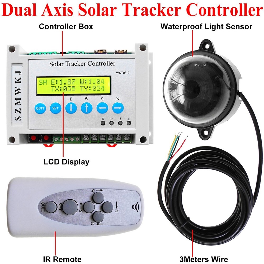 Dual Axis Solar Tracking System &6000N 2x12" 12V Linear Actuator &LCD Controller