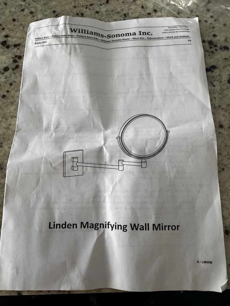 William Sonoma Linden Magnifying Wall Mirror