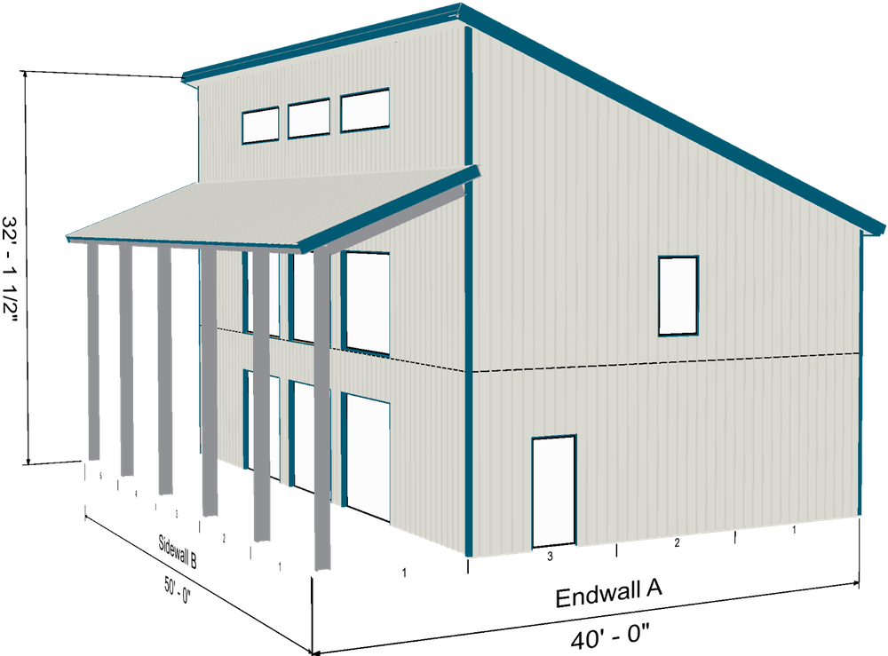 Single Slope 2 story Building Design Information Package