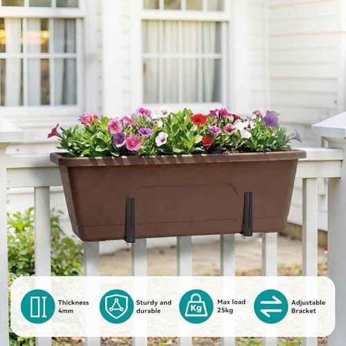 Adjustable Planter Box Brackets,Enhanced Bottom Support,Universal Outdoor Hangin