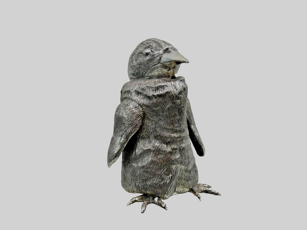 EXCEPTIONAL 800 SILVER FIGURAL PENGUIN CIGAR / CIGARETTE LIGHTER sterling