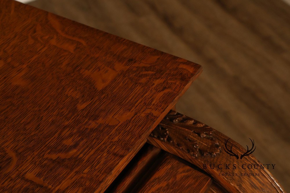 Oak Roll Top Desk With Carved 'Reading Hardware Co." Crest Panel