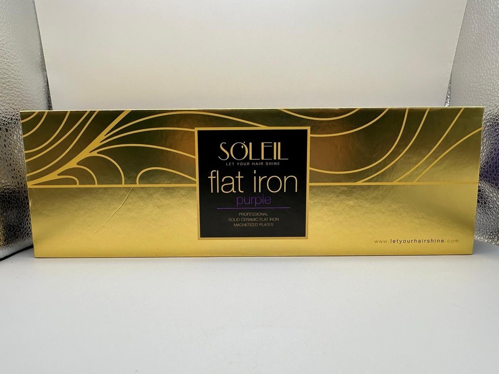 Soleil Professional Solid Ceramic Flat Iron Magnetized Plates Purple New