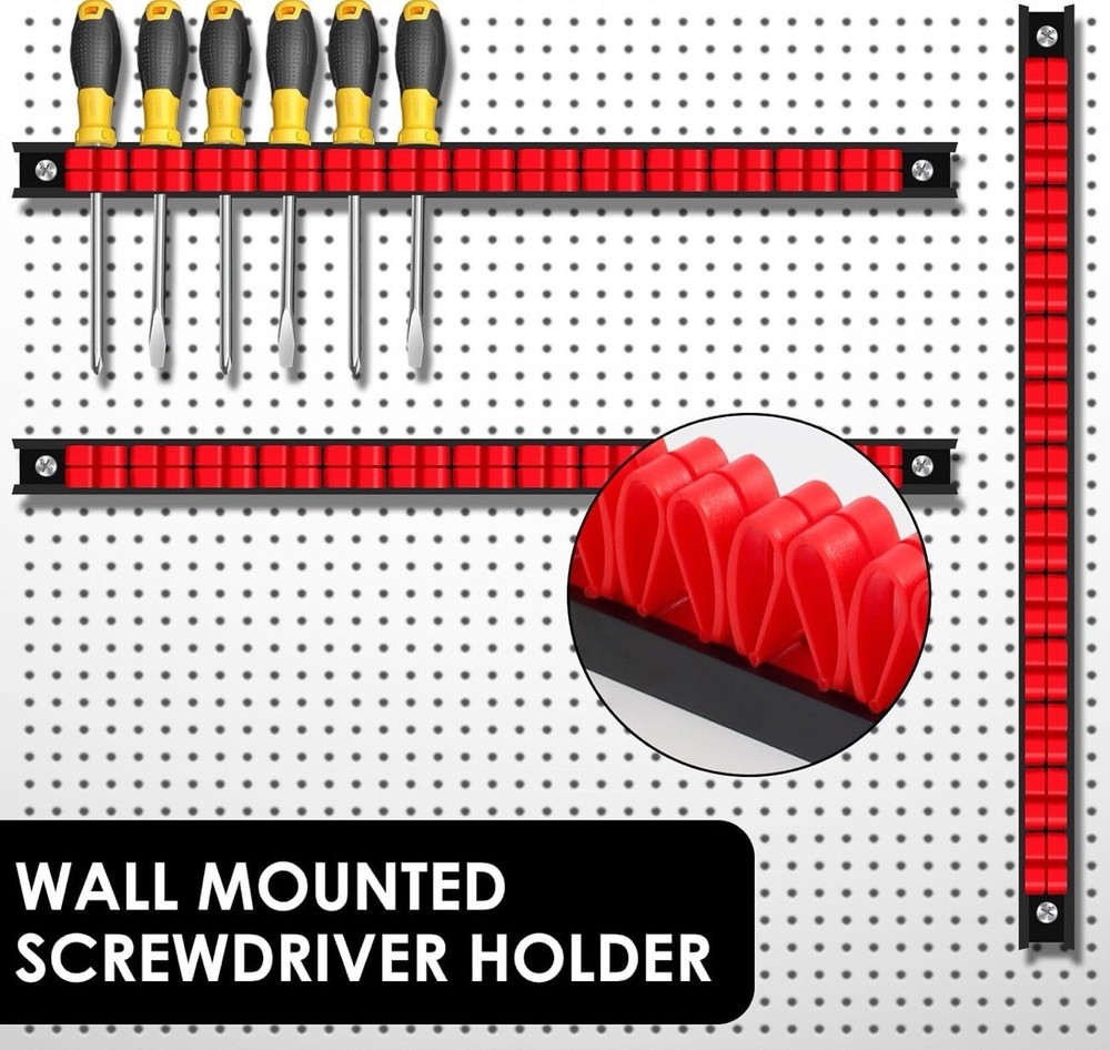 Goliath Industrial 2pc Plastic Rail Red Hand Tool Organizer Wall Mount ~ SDTR