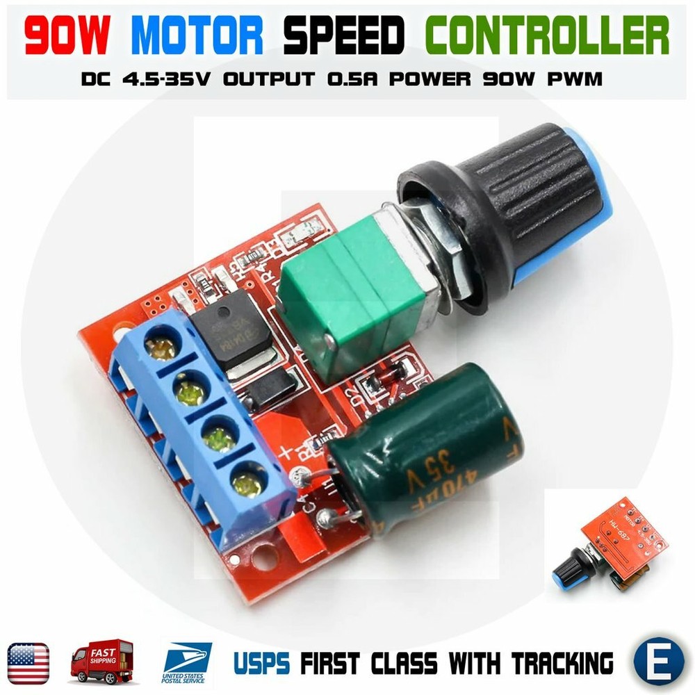 Mini 5A 90W PWM 4.5-35V DC-DC Motor Speed Controller Module Regulator Adjustable