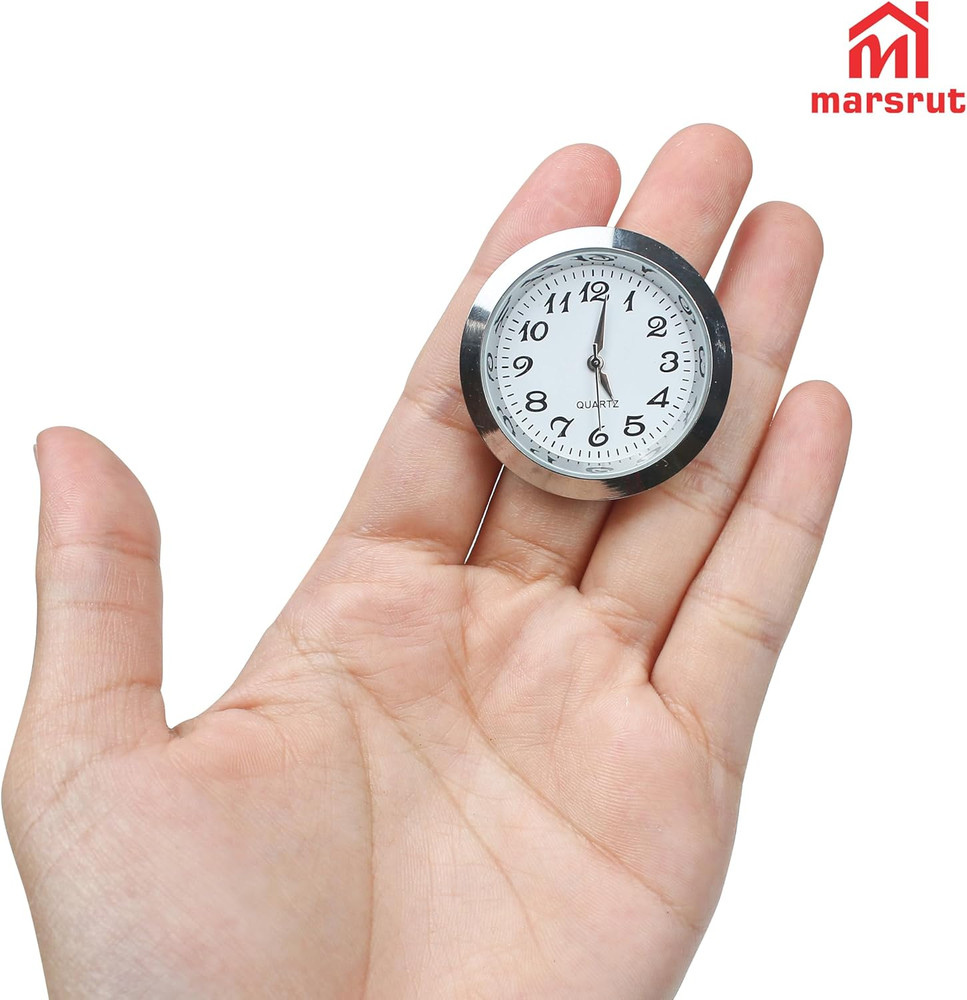 2PCS Mini Clock Insert Replacement, 35mm Fit, Roman Numeral Quartz with Silver B