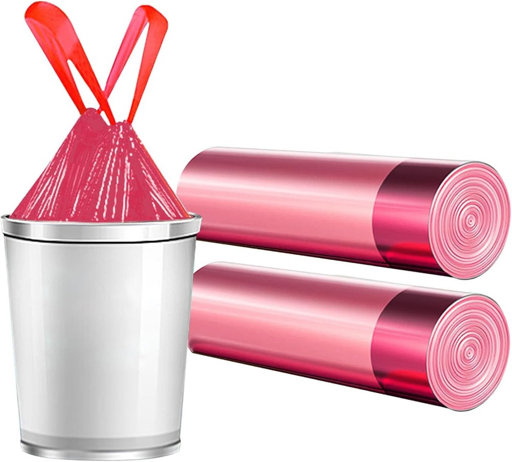 4 Gallon Drawstring Trash Bags Small 20 Count Red Unscented Thick Plastic