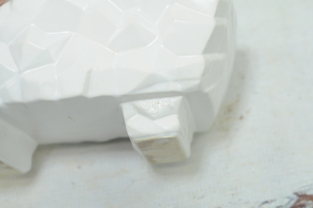 Vintage McCoy Geometric Pottery White Rectangular Window Box Planter Flower Pot