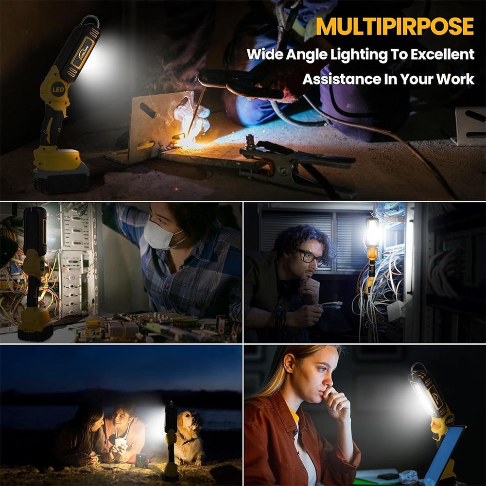 Cordless LED Pivoting Work Light For DeWALT LED 20V 20Volt MAX Flashlight TOOLS