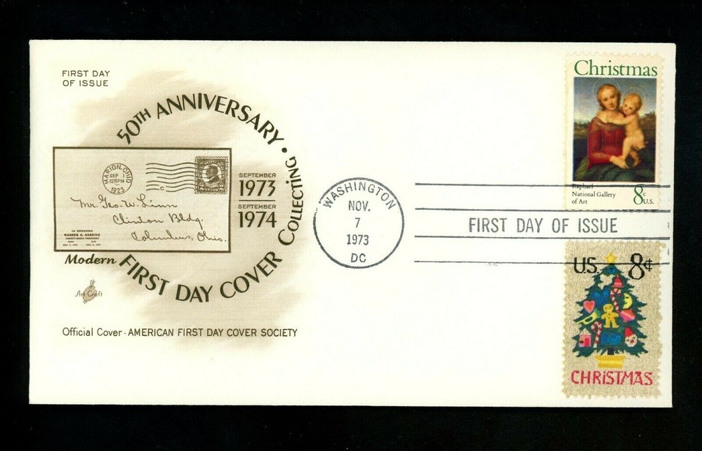US FDC #1507-1508 AFDCS 1973 Washington DC Christmas Religious & Tree Combo