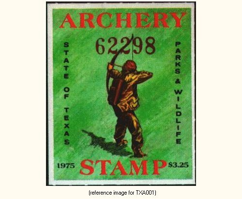 D2K Texas Archery Stamp 1975 $3.25