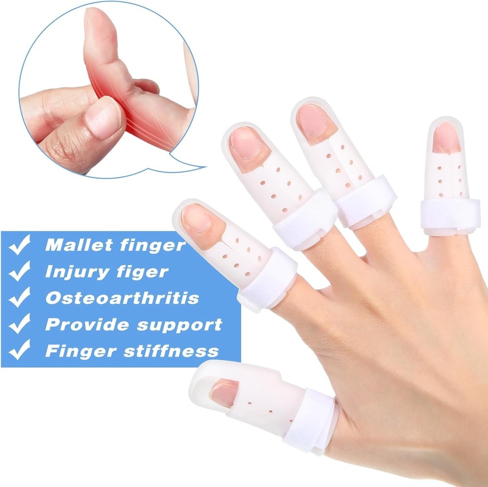 10 Pcs Finger Splints Mallet Finger Brace Joint Support Protector 5 Sizes