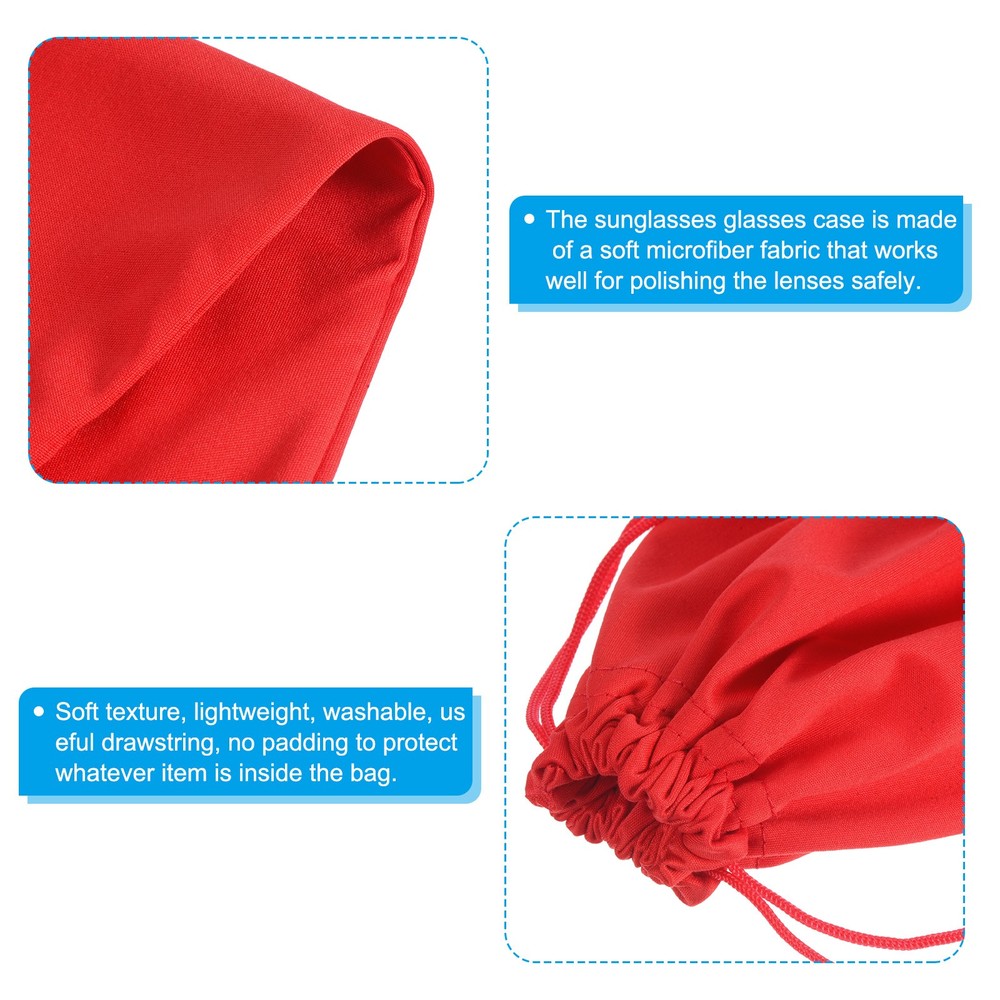 2 Pack Ski Goggle Bag Microfiber Snow Goggles Case Drawstring Pouch Red