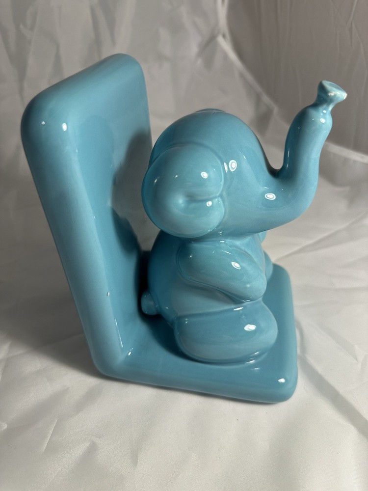 Blue Elephant Book End Baby’s Room Ceramic
