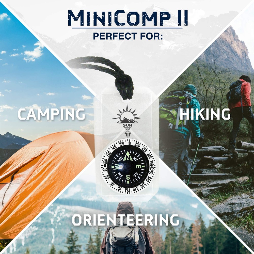 MiniComp II - Mini Orienteering Compass with Rotating Bezel | Easy-to-Read Zippe