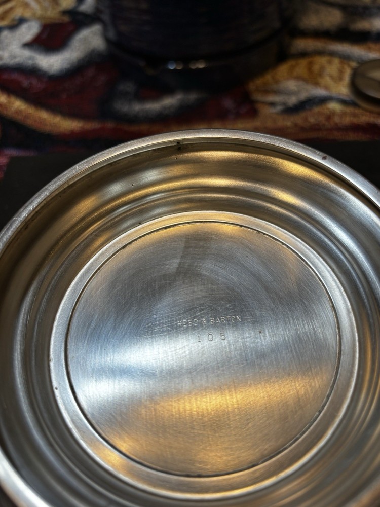 Reed & Barton 105 9” Silver Plate Enamel Green Bowl
