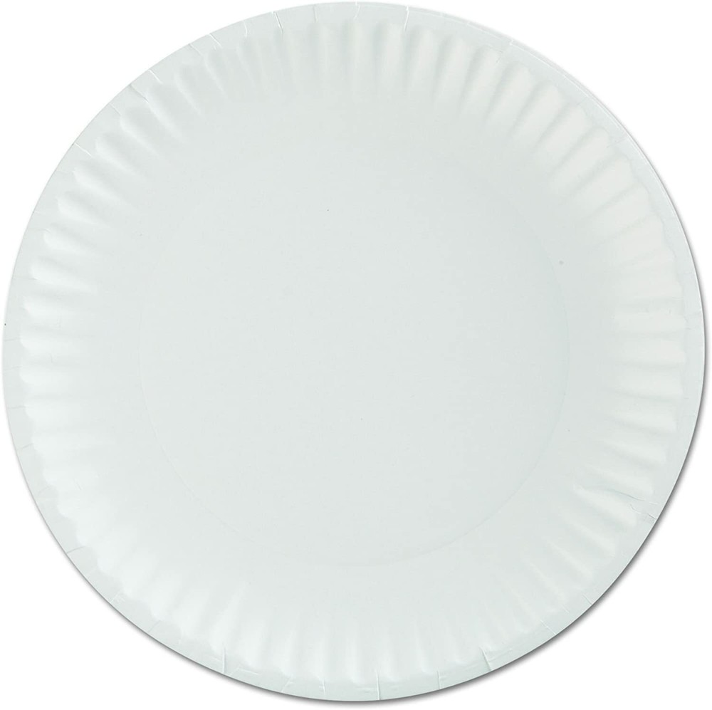 AJM 9" Diameter, 12 pt. Coated Paper Plate | 100/Pack, 10 Pack/Case