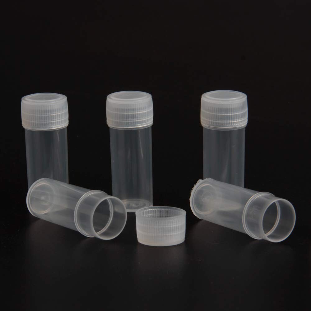 100Pcs 7ml Plastic Empty Sample Bottles Mini Vials Small Items Storage Container
