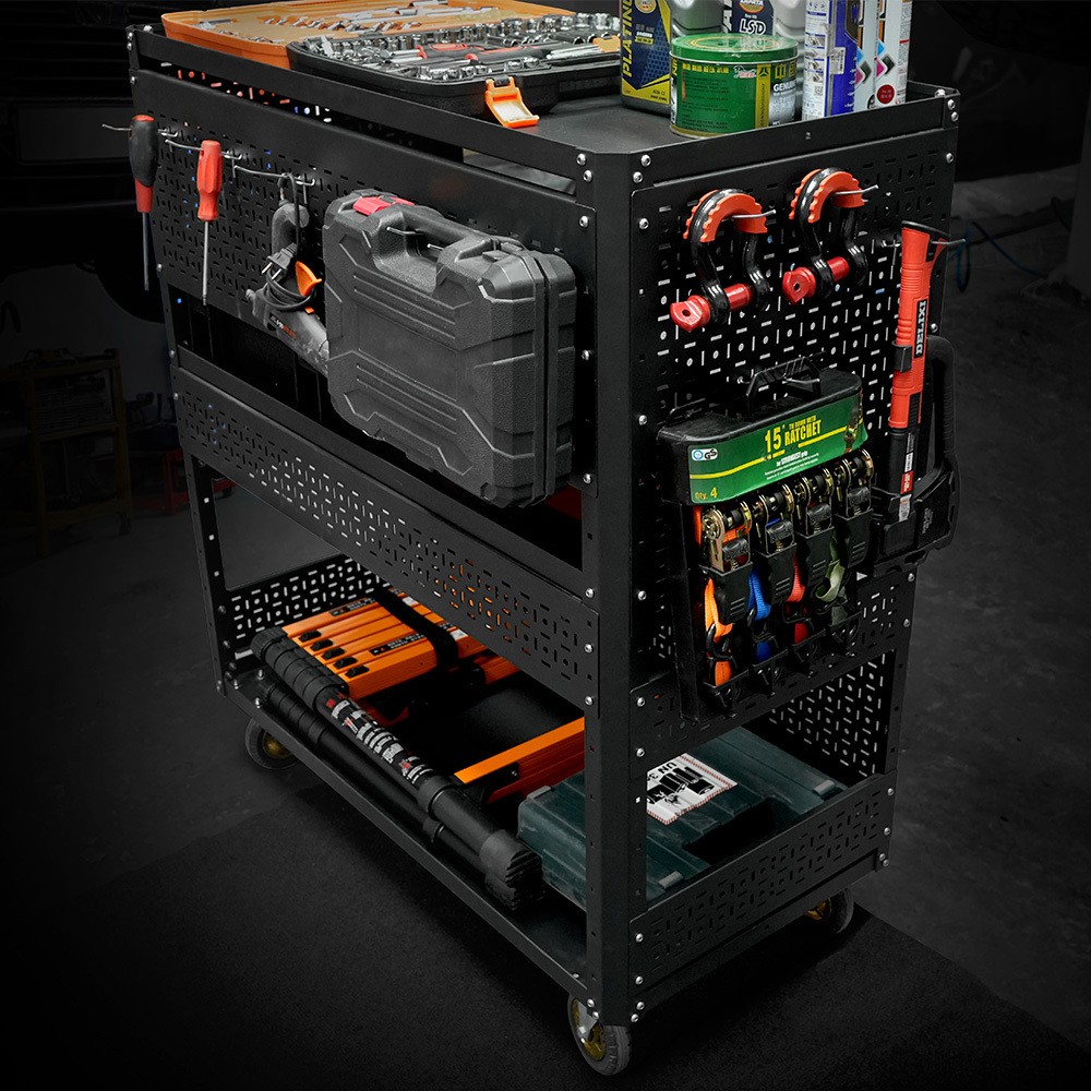 500-Lb Pegboard Foldable Rolling Tool Cart +Wheels Garage Organizer Tool Storage