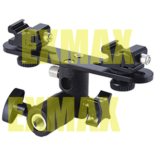 EXMAX E2 Adjustable Double Flash Bracket for Studio Video DSLR Camera,180°,Solid